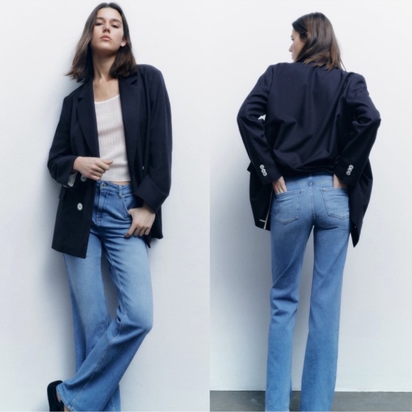 ZARA NAVY BLUE DOUBLE BREASTED BLAZER - Picture 3 of 14